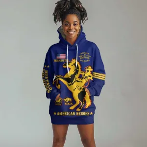 Personalized Afro Buffalo Soldiers Hoodie Dress BSMC United States Army Blue LT14
