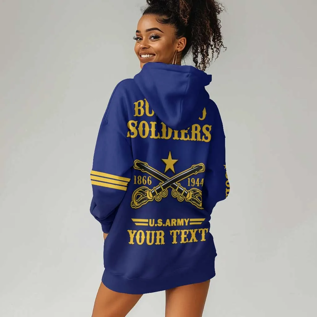 Personalized Afro Buffalo Soldiers Hoodie Dress BSMC United States Army Blue LT14