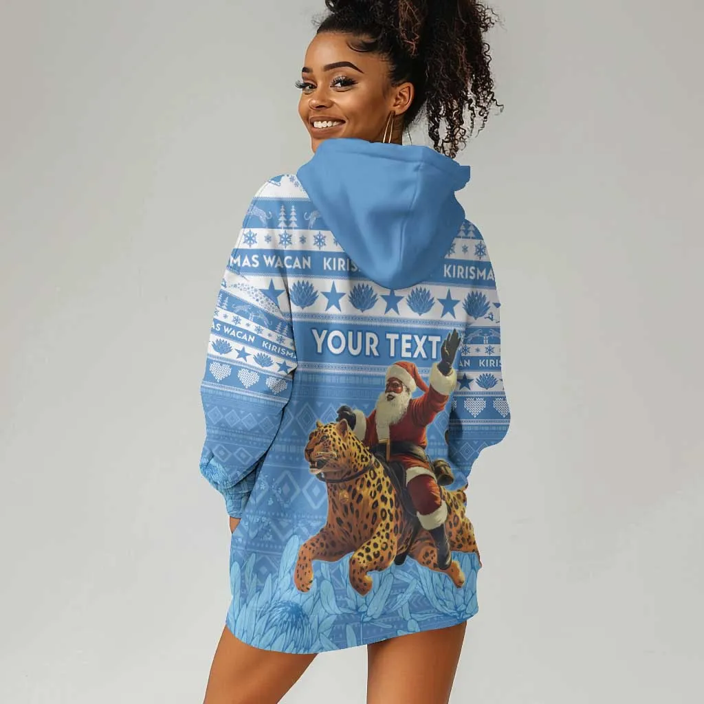 Personalized Afro Somalia Christmas Hoodie Dress Black Santa Riding Leopard - African Pattern LT15