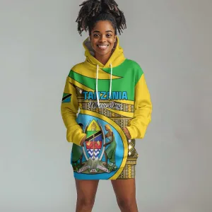 Personalized Tanzania Independence Day Hoodie Dress with Tanzanian Coat of Arms and African Pattern LT01