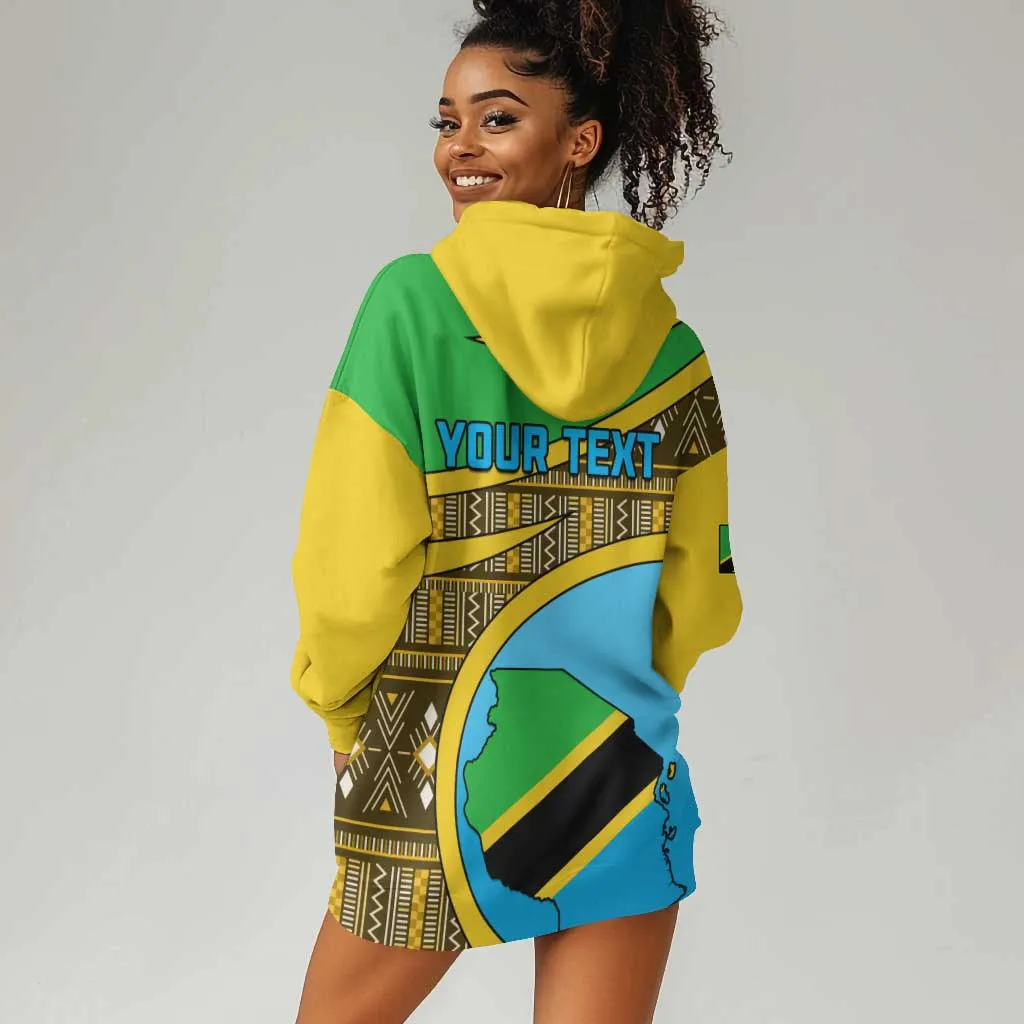 Personalized Tanzania Independence Day Hoodie Dress with Tanzanian Coat of Arms and African Pattern LT01