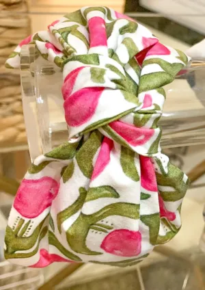 Pink Tulip Floral Top Knot Headband by Brooke Wright