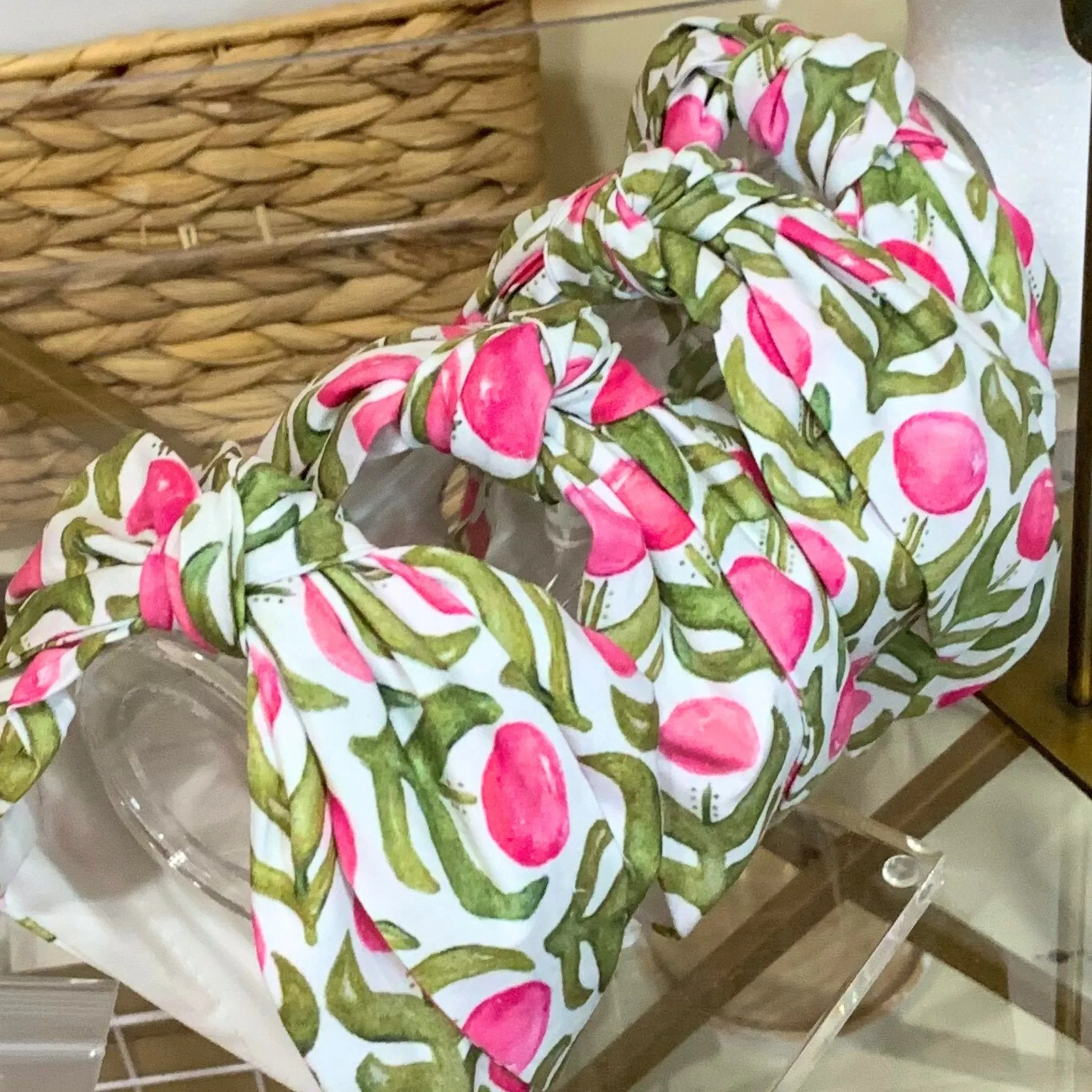 Pink Tulip Floral Top Knot Headband by Brooke Wright