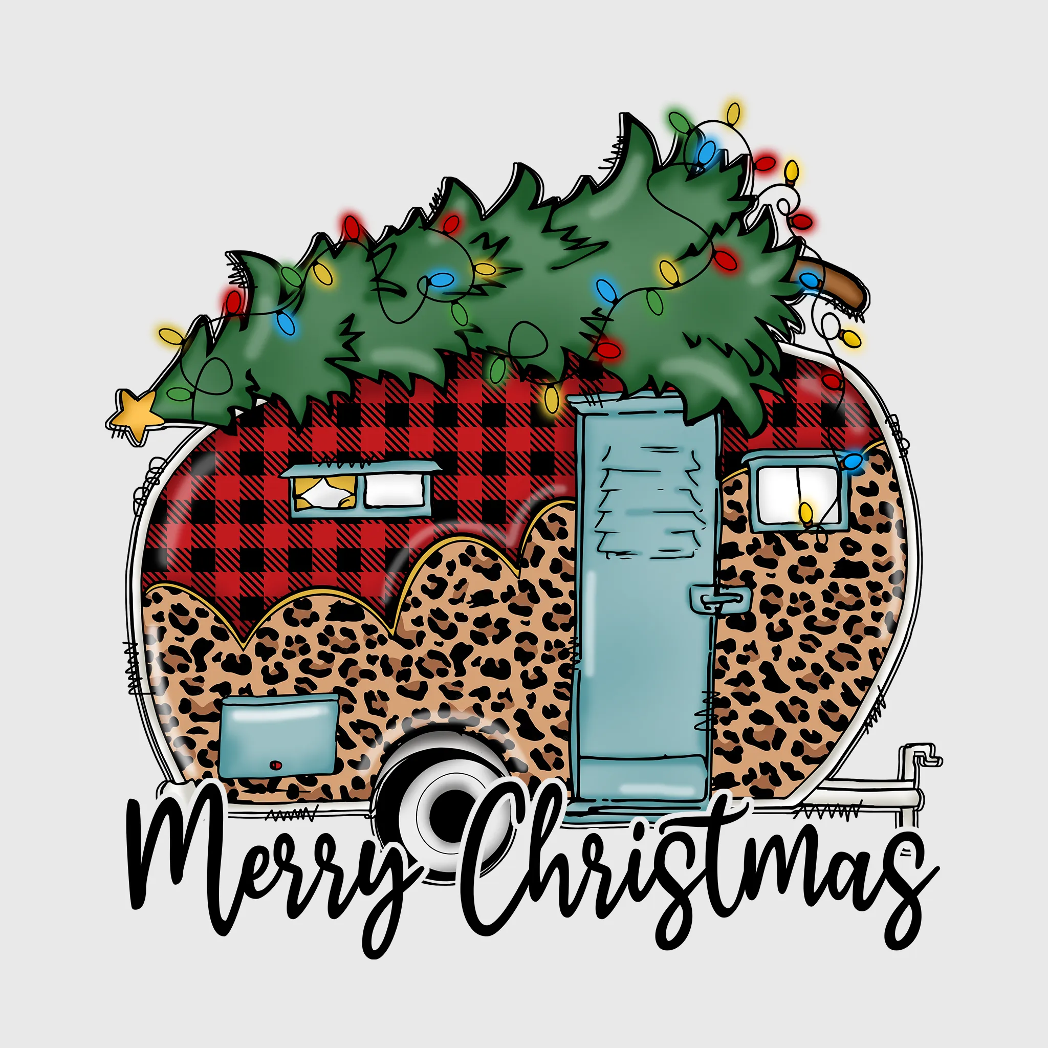 Plaid Merry Christmas Truck Transfer