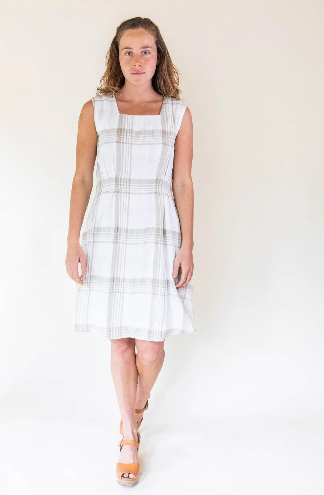Pleiades Dress in Plaid Ivory