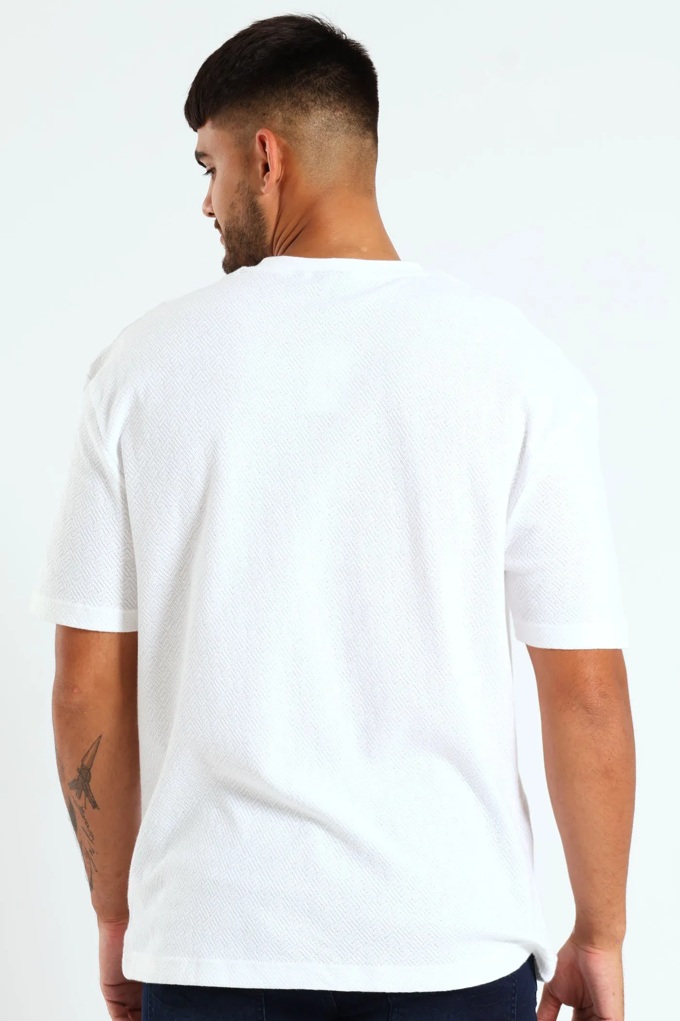 Pointelle Textured Tee - White