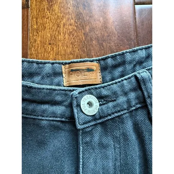 POL Black Distressed Raw Hem Denim Jean Shorts size Medium