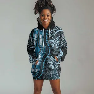 Polynesia Mixed African Dashiki Hoodie Dress Afro-pacific Culture - Blue LT9