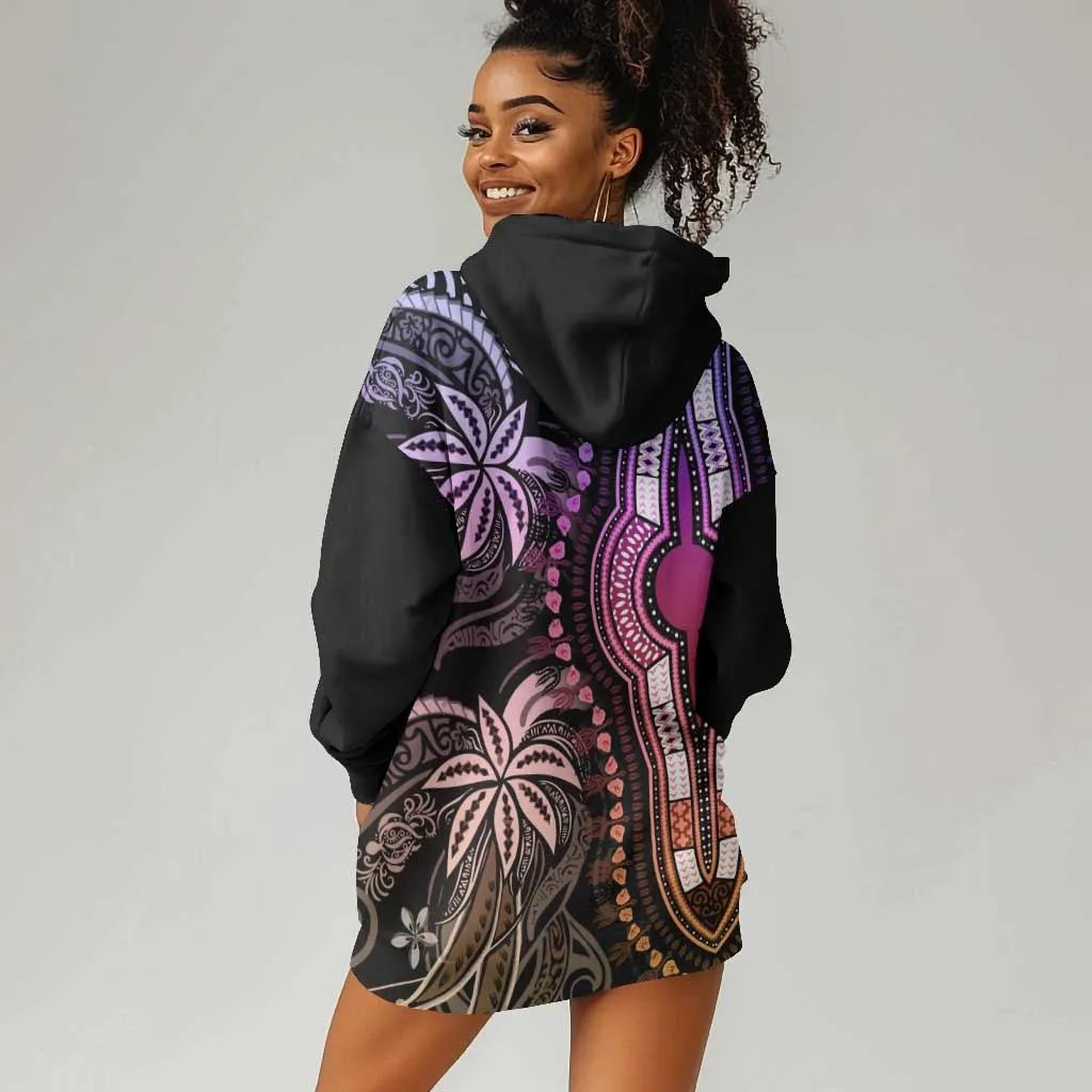 Polynesia Mixed African Dashiki Hoodie Dress Afro-pacific Culture - Pastel LT9