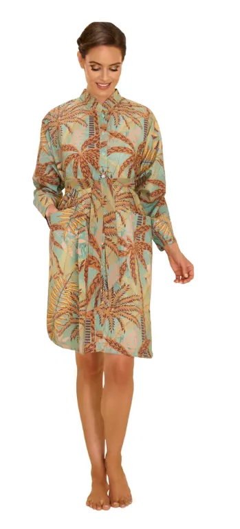 Powder Oversized Shirt Dress - Patterned Palms