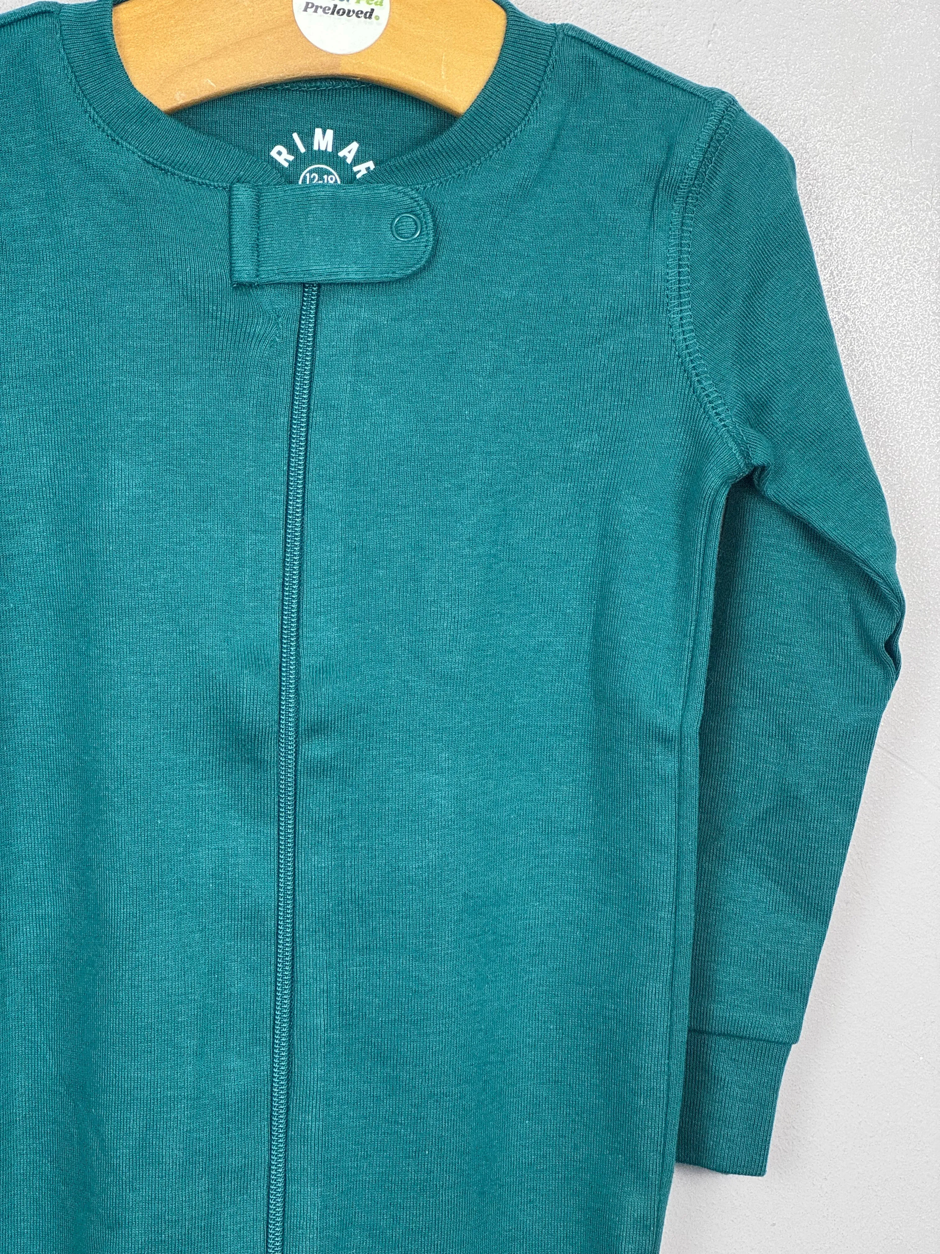 Primary Organic Sleepsuit - Plain dye, Spruce (New) NB to 12-18m