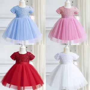 Princess Dress Sequin Party Chidlren Clothes Flower Girls Wedding Evening Lace Ball Gown Elegant Kids Dresses for Girl
