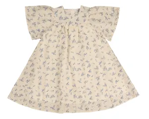 Printed eyelet light blue square neck dress by Noma