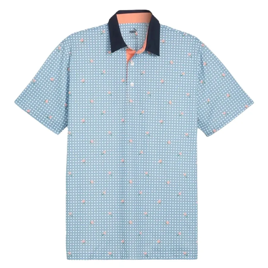 Puma Pique Gingham Golf Polo - Blue