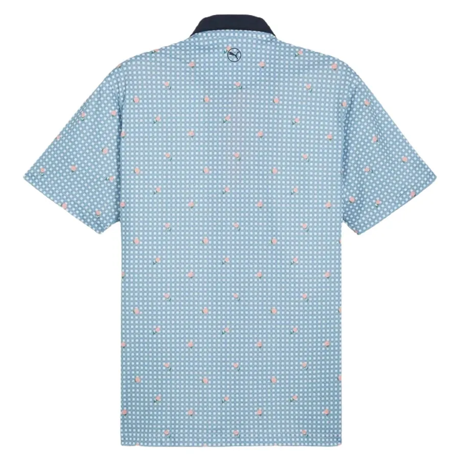 Puma Pique Gingham Golf Polo - Blue