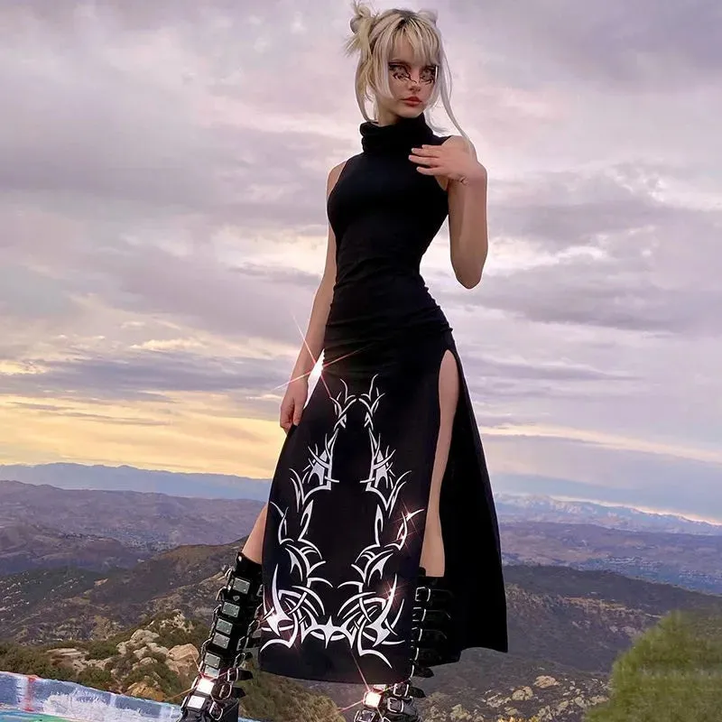punk high slit dress  KF82977