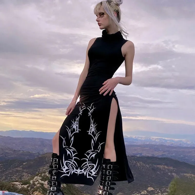 punk high slit dress  KF82977