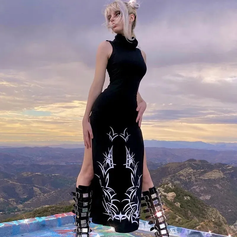 punk high slit dress  KF82977