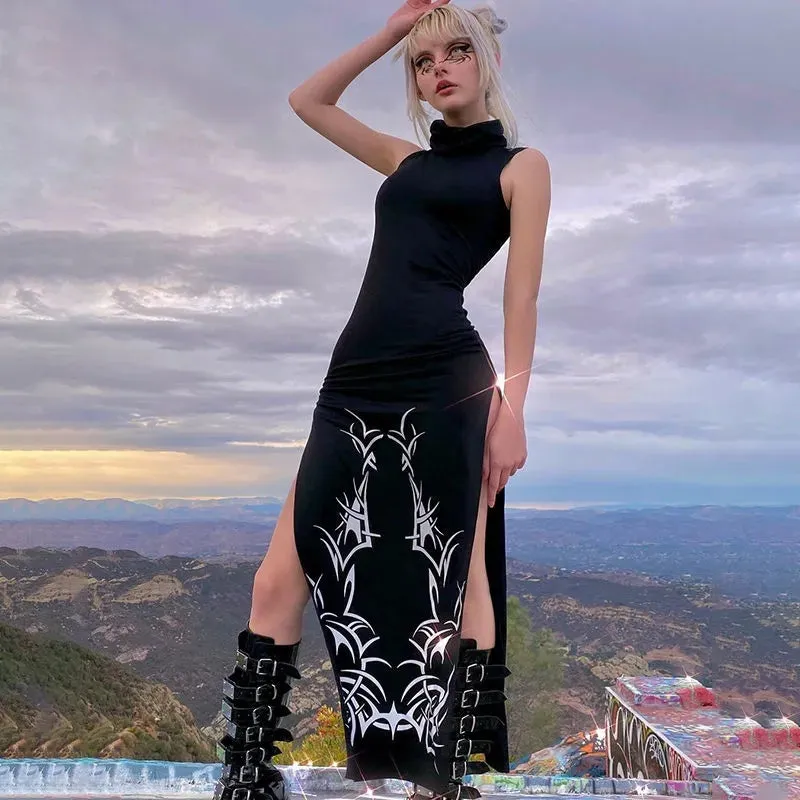 punk high slit dress  KF82977