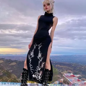 punk high slit dress  KF82977