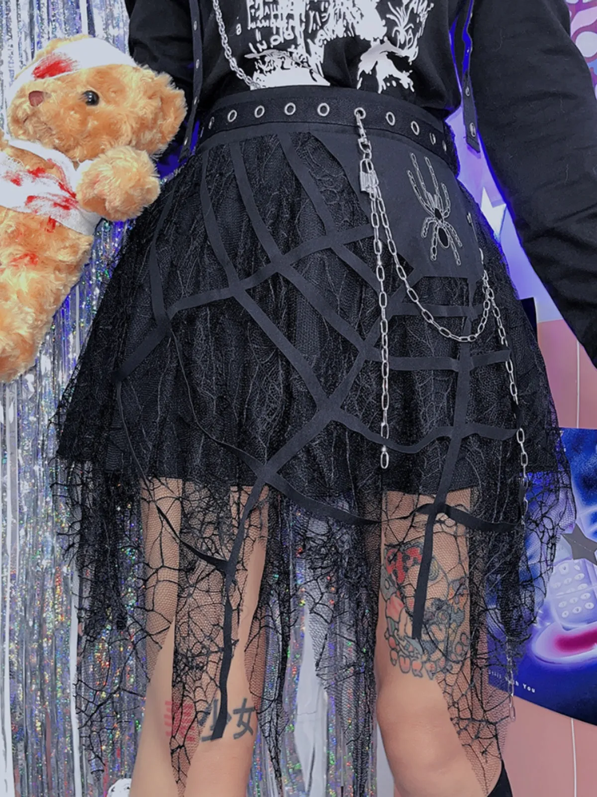 punk spider skirt    KF83952