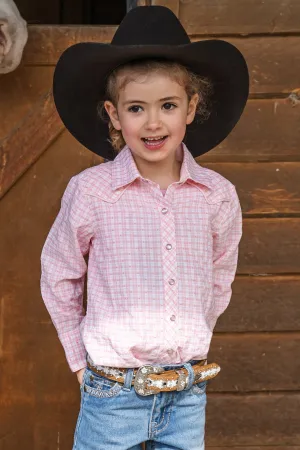 Pure Western Girls Olivia Check Western  L/S Shirt - Pink - P3W5138710