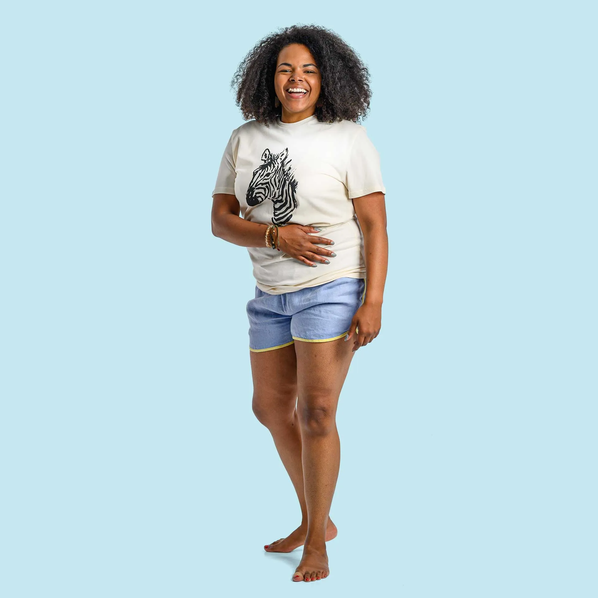 PUREVALLEY 100% Organic Prima Cotton Printed T-Shirt - Zebra (Unisex)