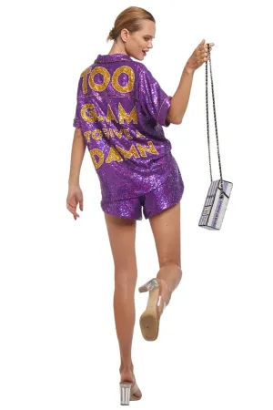 Purple Sequin Shorts