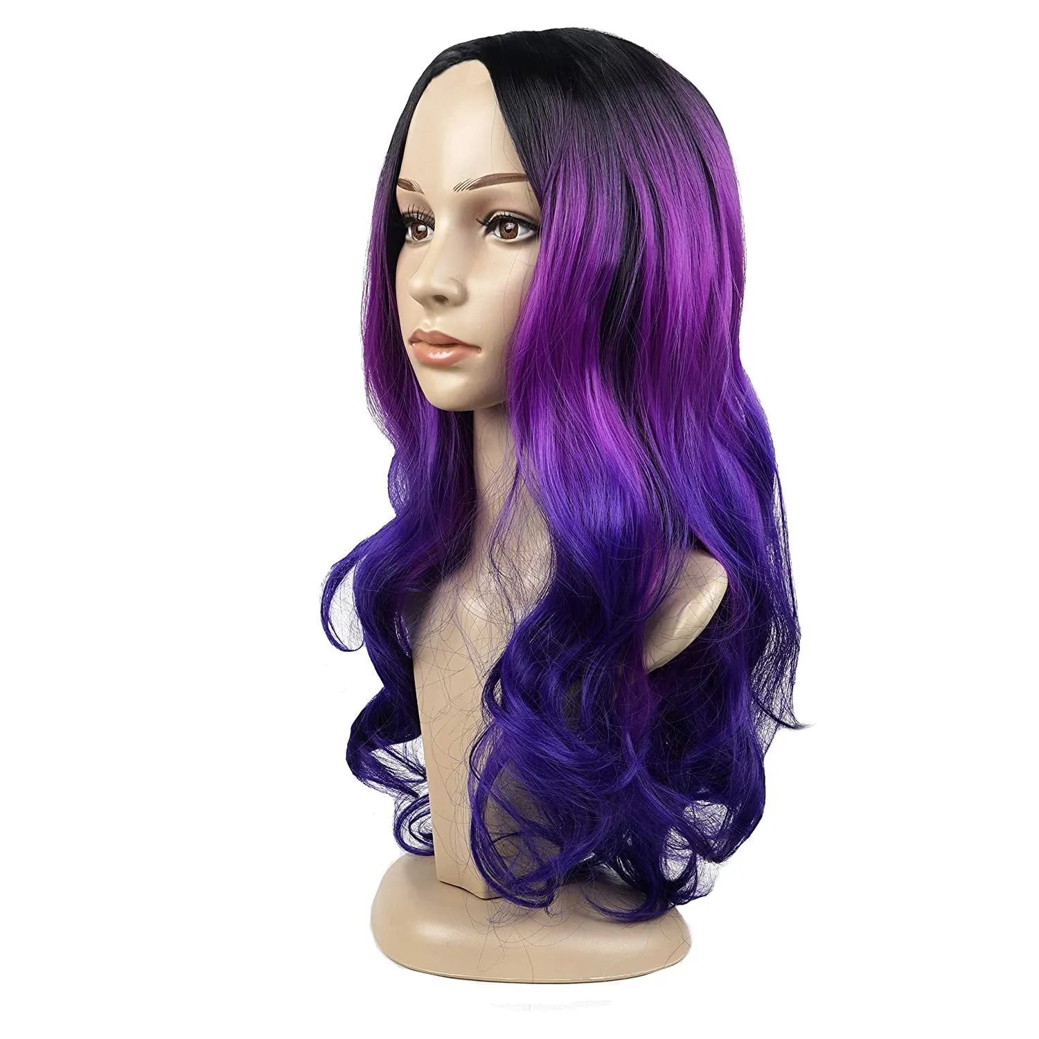 Purple Tri-Tone Ombre | Big Wave | 24" Synthetic | Human Hair Feel | Drag Queen | Trendy Custom Styled | Stage Performer Wig
