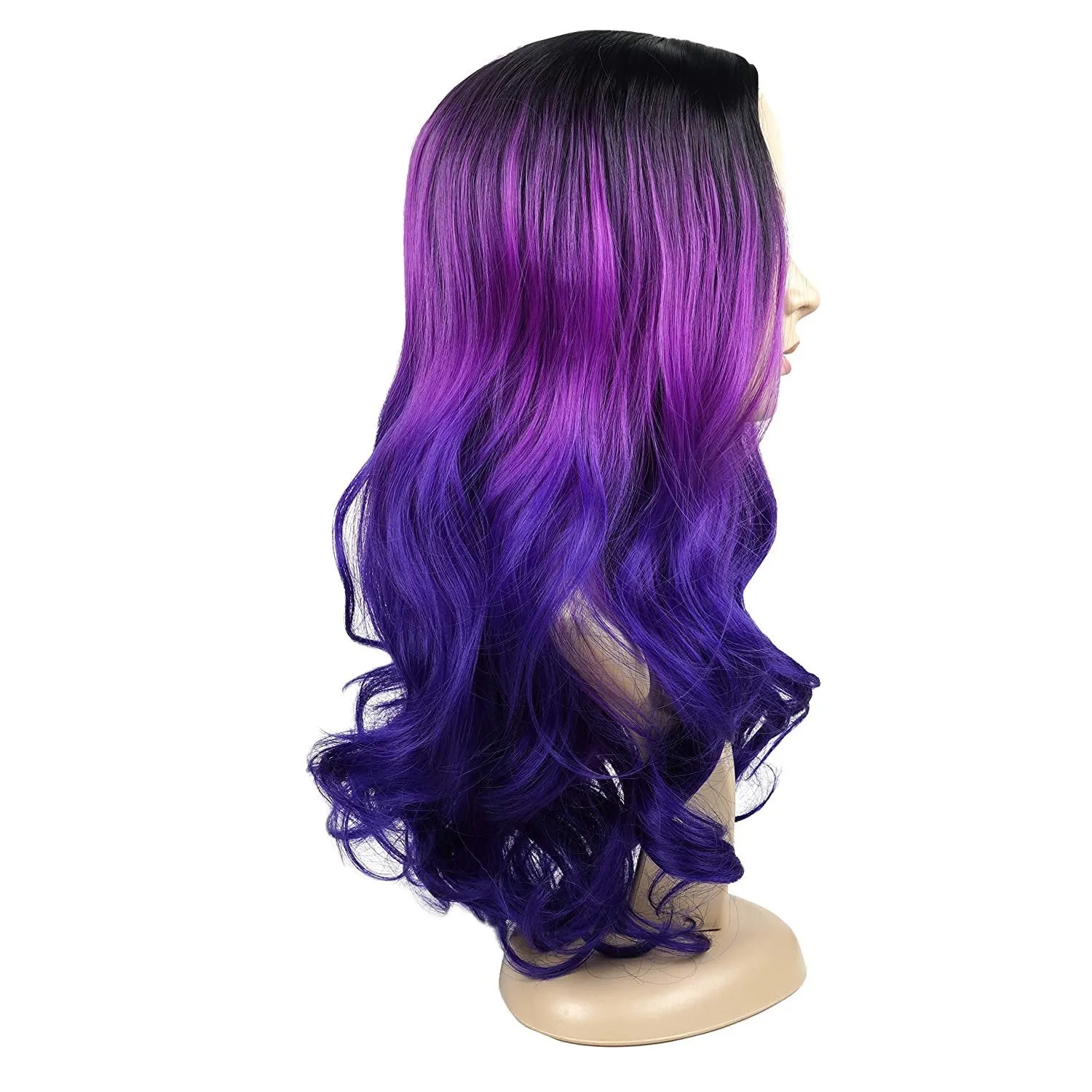 Purple Tri-Tone Ombre | Big Wave | 24" Synthetic | Human Hair Feel | Drag Queen | Trendy Custom Styled | Stage Performer Wig