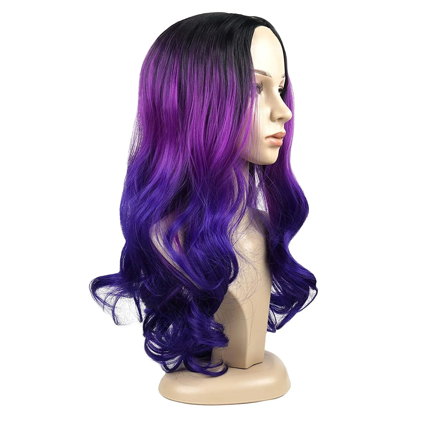 Purple Tri-Tone Ombre | Big Wave | 24" Synthetic | Human Hair Feel | Drag Queen | Trendy Custom Styled | Stage Performer Wig