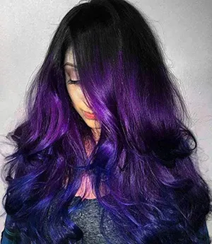 Purple Tri-Tone Ombre | Big Wave | 24" Synthetic | Human Hair Feel | Drag Queen | Trendy Custom Styled | Stage Performer Wig