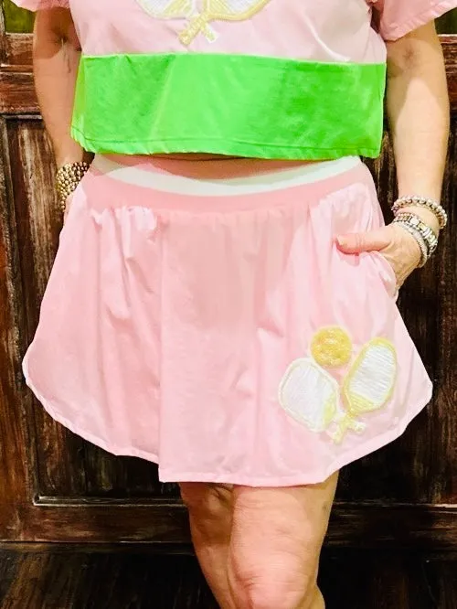 Queen Of Sparkles Pink Pickle Ball  Skort