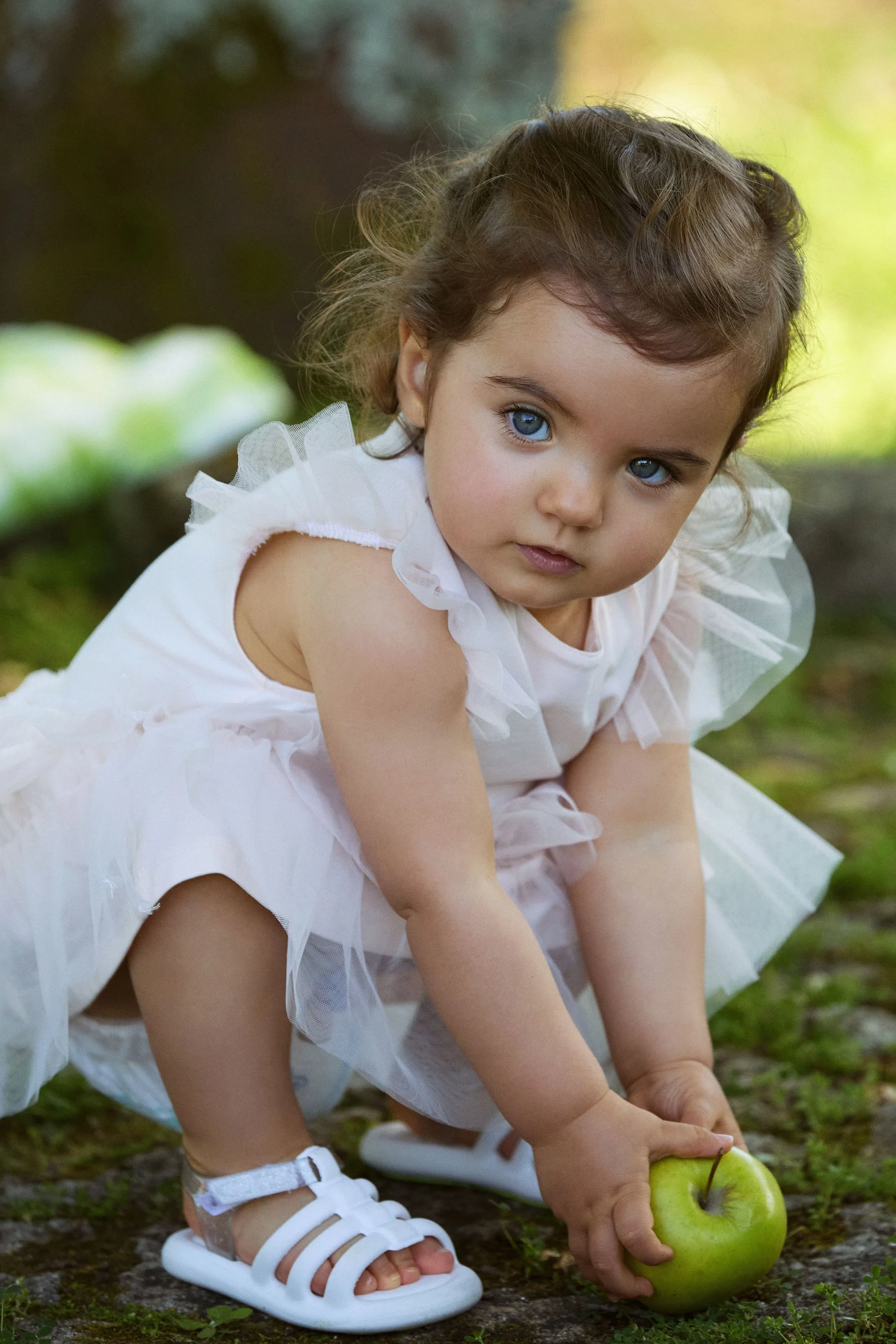 "Mia" Pale Peach Tulle Swan Dress