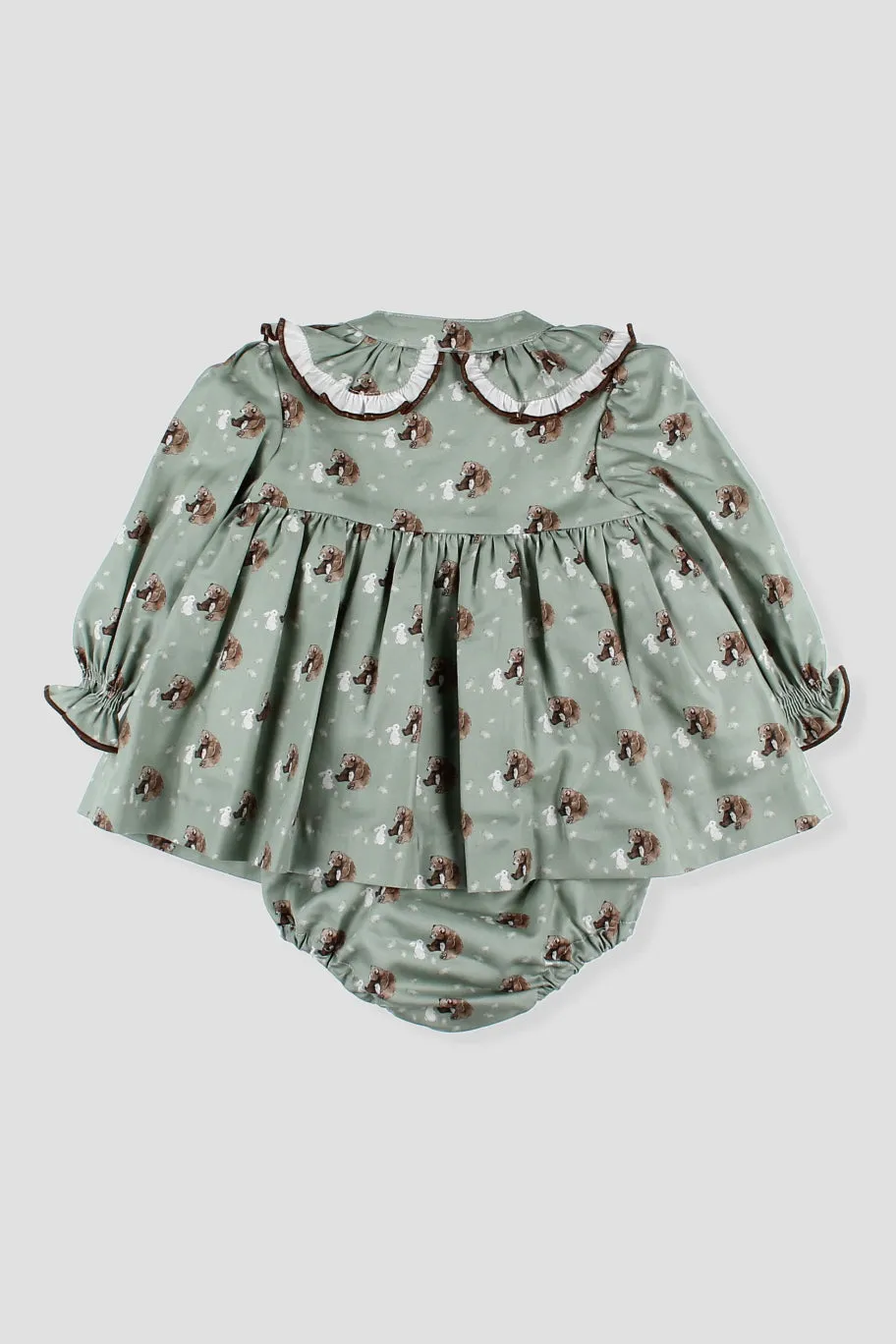 "Mimi" Sage Green Bear Dress & Bloomers