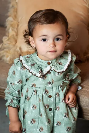 "Mimi" Sage Green Bear Dress & Bloomers