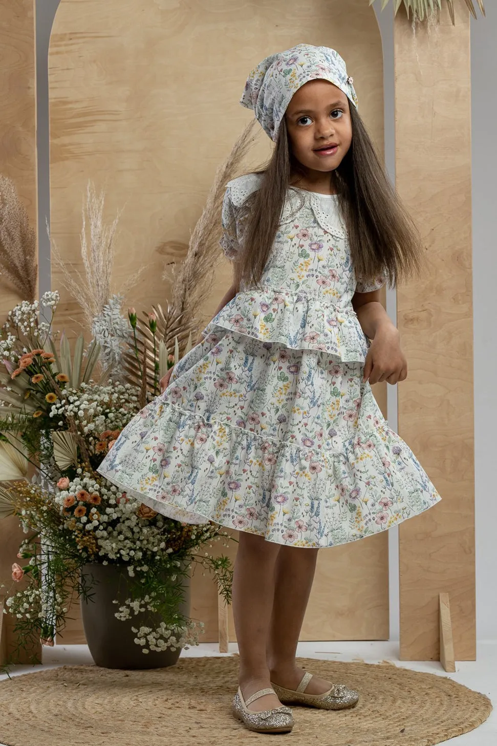 "Novella" Sage Green Watercolour Floral Dress