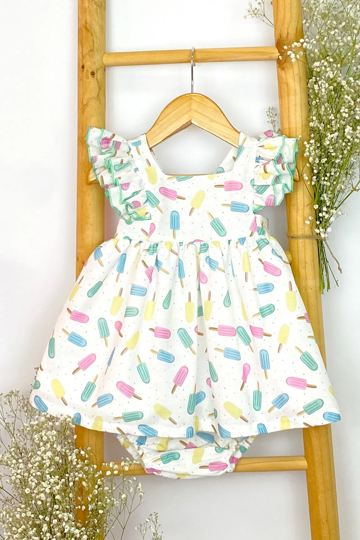 "Skye" Ice Lolly Print Dress & Bloomers