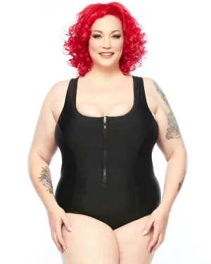 Racer Back Swimsuit Zip (E-G) - Black