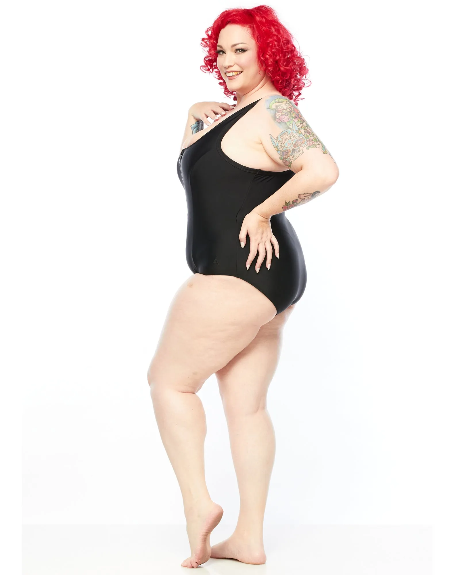 Racer Back Swimsuit Zip (E-G) - Black