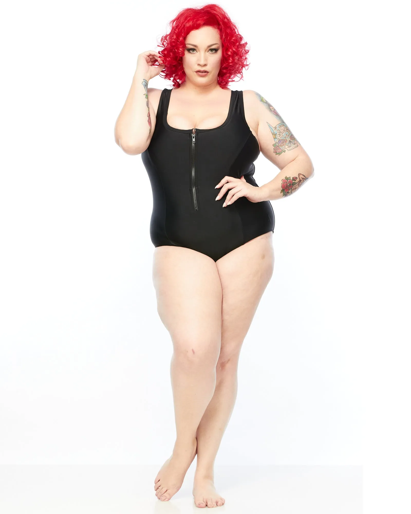Racer Back Swimsuit Zip (E-G) - Black