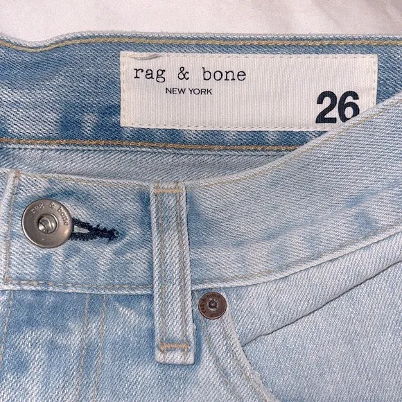 rag &amp; bone Justine denim shorts distressed raw hem Glena Whole rn# 108879 SZ 26