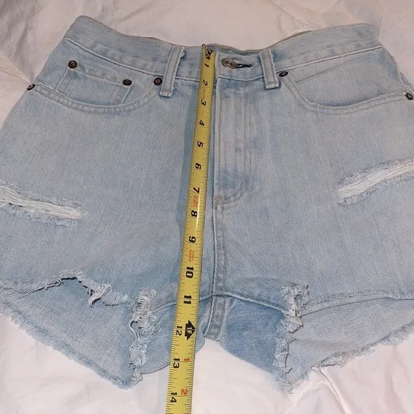 rag &amp; bone Justine denim shorts distressed raw hem Glena Whole rn# 108879 SZ 26
