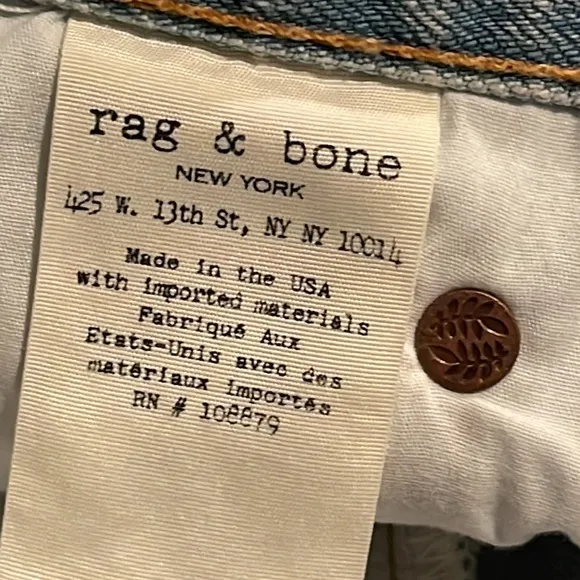 rag &amp; bone Justine denim shorts distressed raw hem Glena Whole rn# 108879 SZ 26