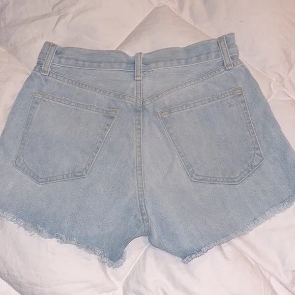 rag &amp; bone Justine denim shorts distressed raw hem Glena Whole rn# 108879 SZ 26