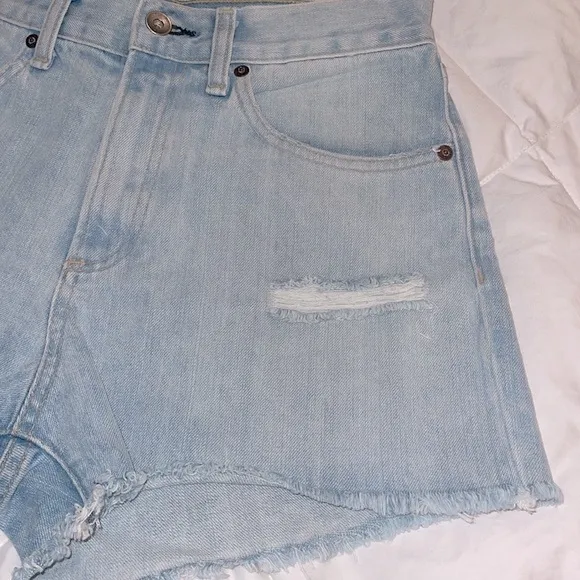 rag &amp; bone Justine denim shorts distressed raw hem Glena Whole rn# 108879 SZ 26