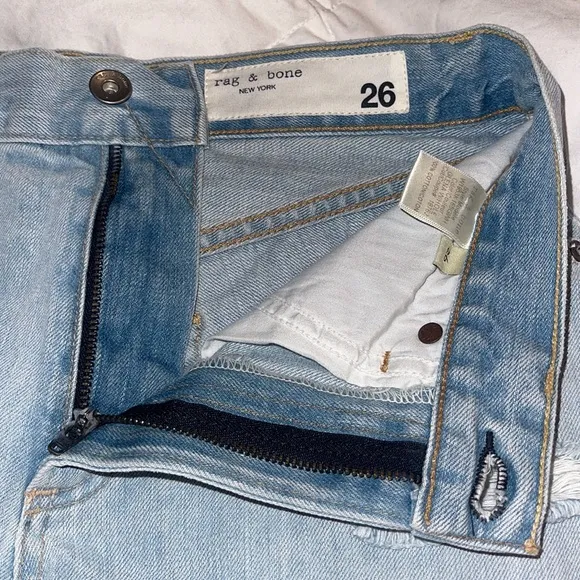 rag &amp; bone Justine denim shorts distressed raw hem Glena Whole rn# 108879 SZ 26