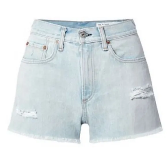 rag &amp; bone Justine denim shorts distressed raw hem Glena Whole rn# 108879 SZ 26