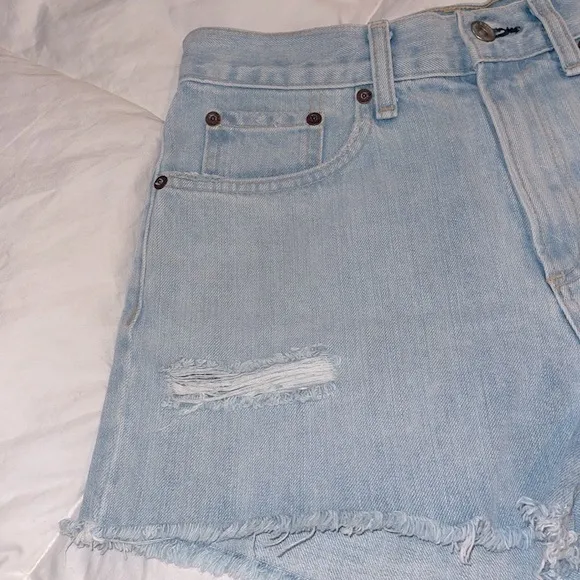 rag &amp; bone Justine denim shorts distressed raw hem Glena Whole rn# 108879 SZ 26