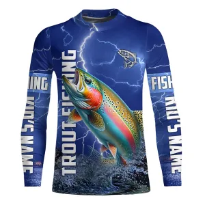 Rainbow trout Fishing blue lightning jerseys custom performance Kid Long Sleeve tournament fishing shirts NQS6415